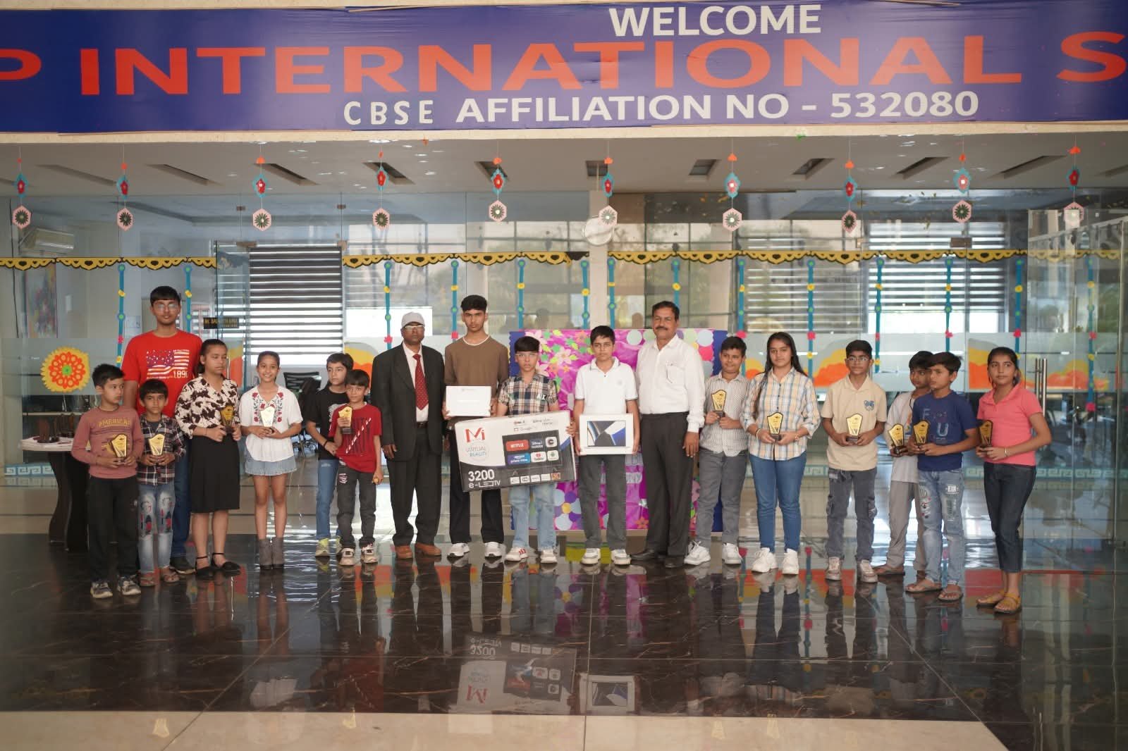 Students at JP International School, Rohtak Students on campus receiving scholarships and awards at JP International School